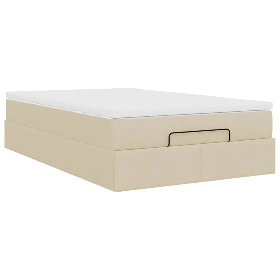 Cadre de lit ottoman avec matelas crème 120x190 cm tissu - 10