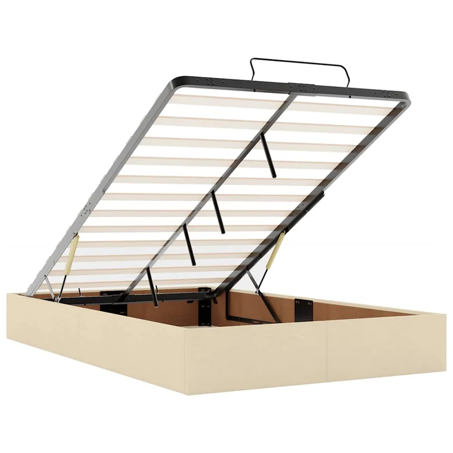 Cadre de lit ottoman avec matelas crème 120x190 cm tissu - 11