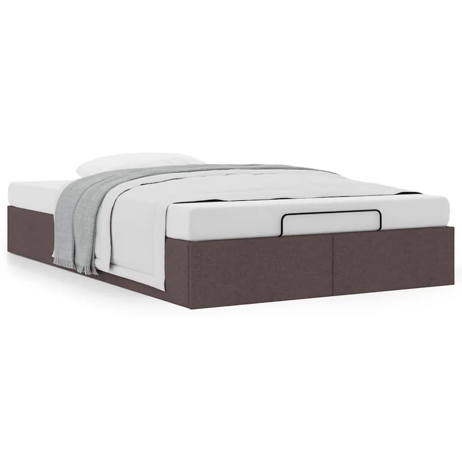 Cadre de lit ottoman sans matelas marron foncé 120x190 cm tissu - 4