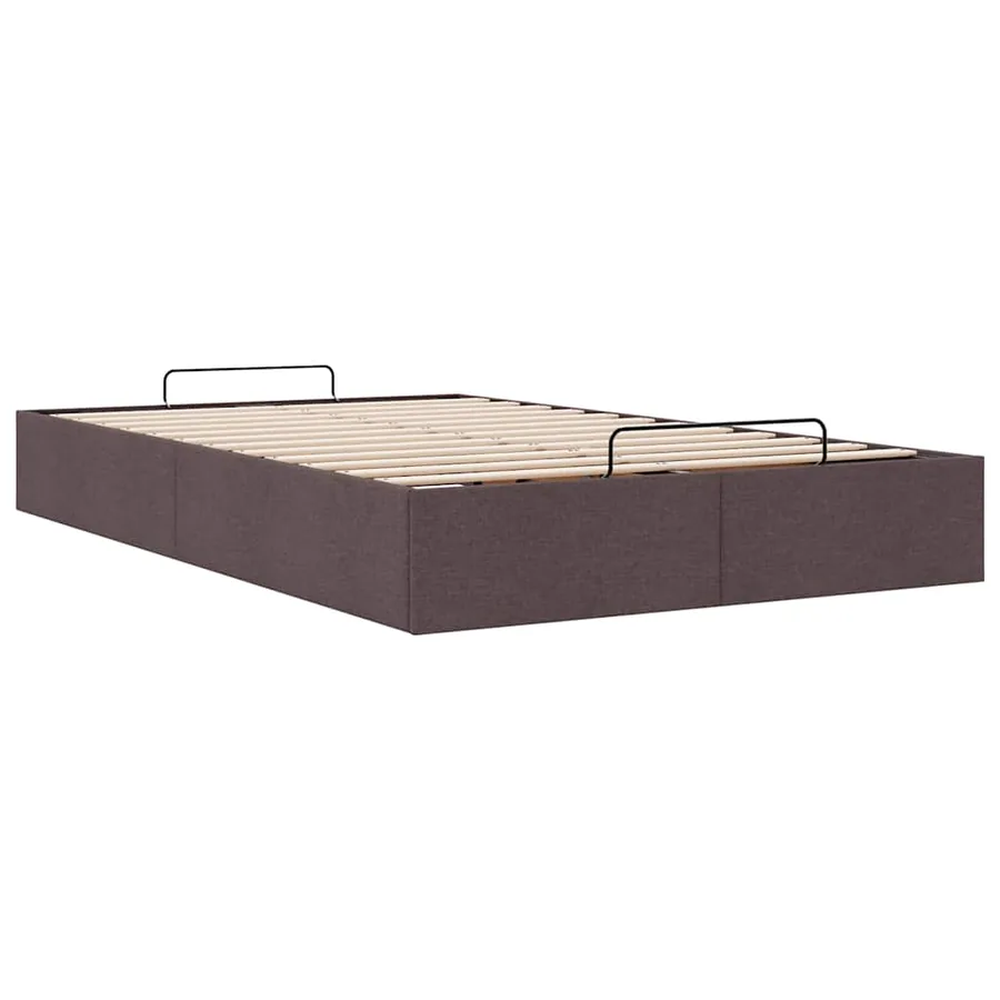 Cadre de lit ottoman sans matelas marron foncé 120x190 cm tissu - 6