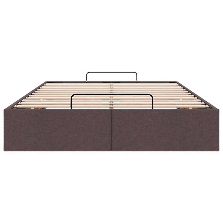 Cadre de lit ottoman sans matelas marron foncé 120x190 cm tissu - 7