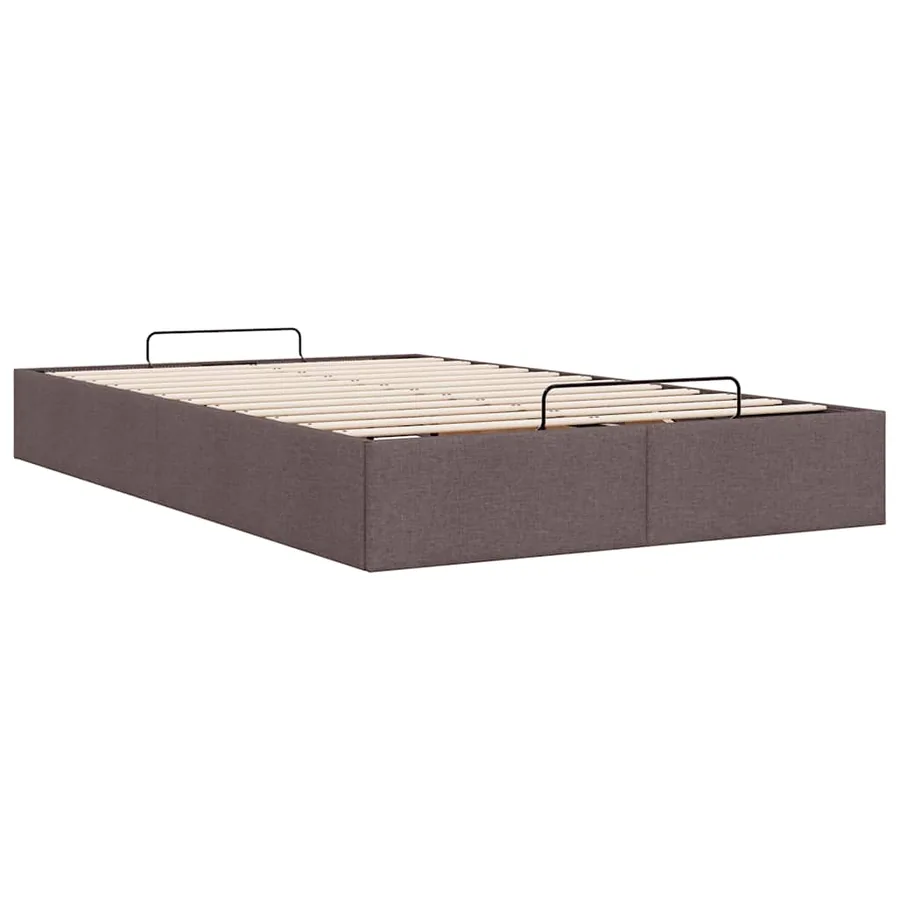 Cadre de lit ottoman sans matelas marron foncé 120x190 cm tissu - 9