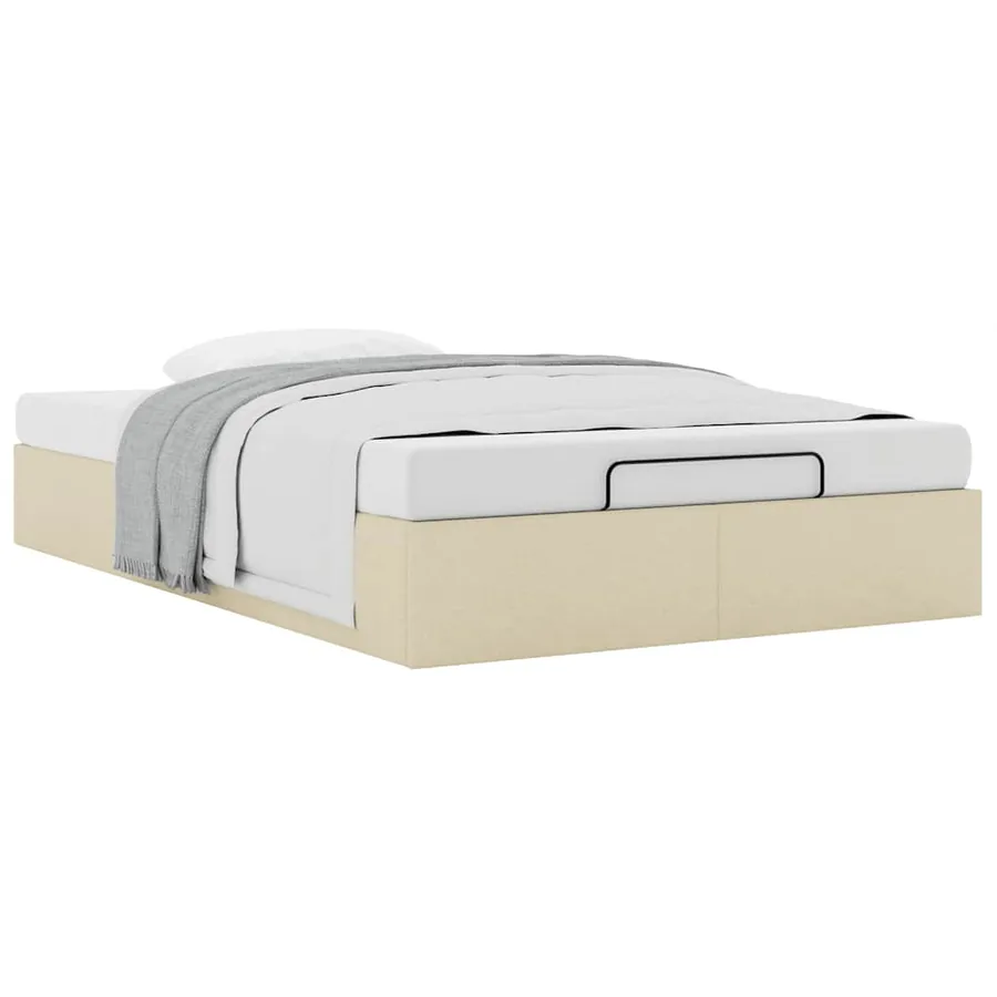 Cadre de lit ottoman sans matelas crème 120x190 cm tissu - 5