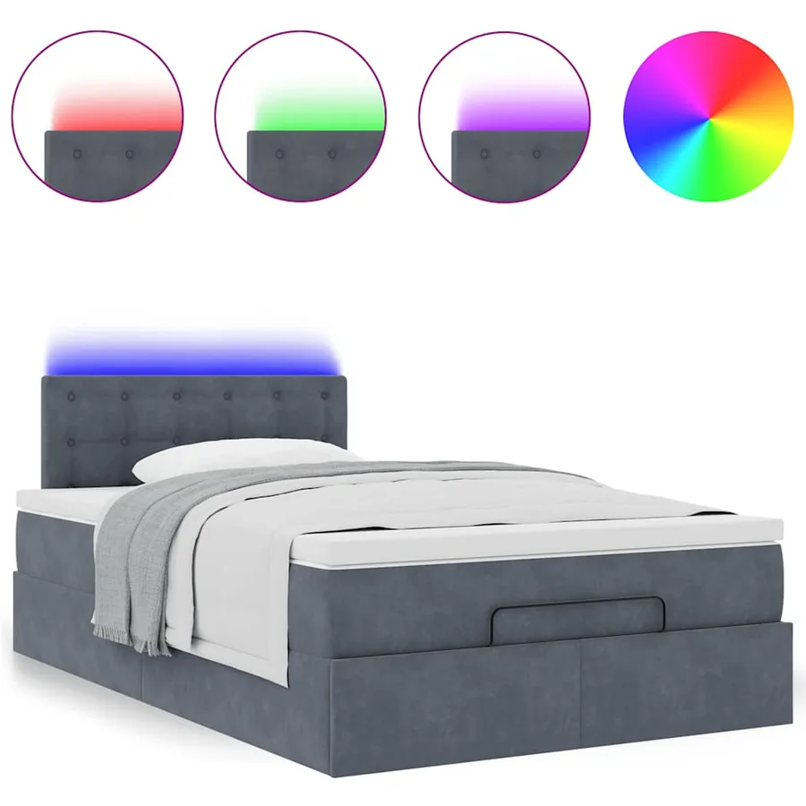 Cadre de lit ottoman et matelas gris foncé 120x200 cm velours - 5