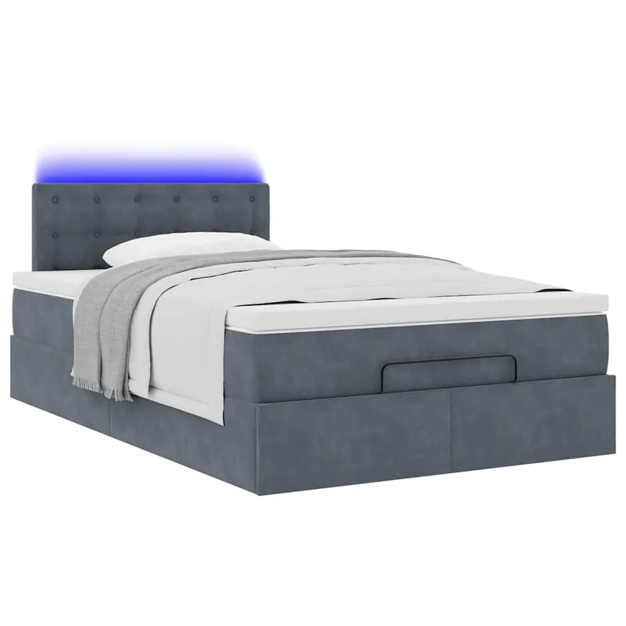 Cadre de lit ottoman et matelas gris foncé 120x200 cm velours - 6