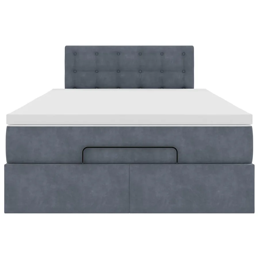 Cadre de lit ottoman et matelas gris foncé 120x200 cm velours - 8