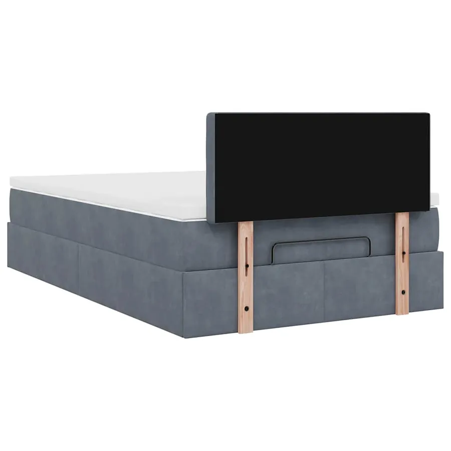 Cadre de lit ottoman et matelas gris foncé 120x200 cm velours - 11