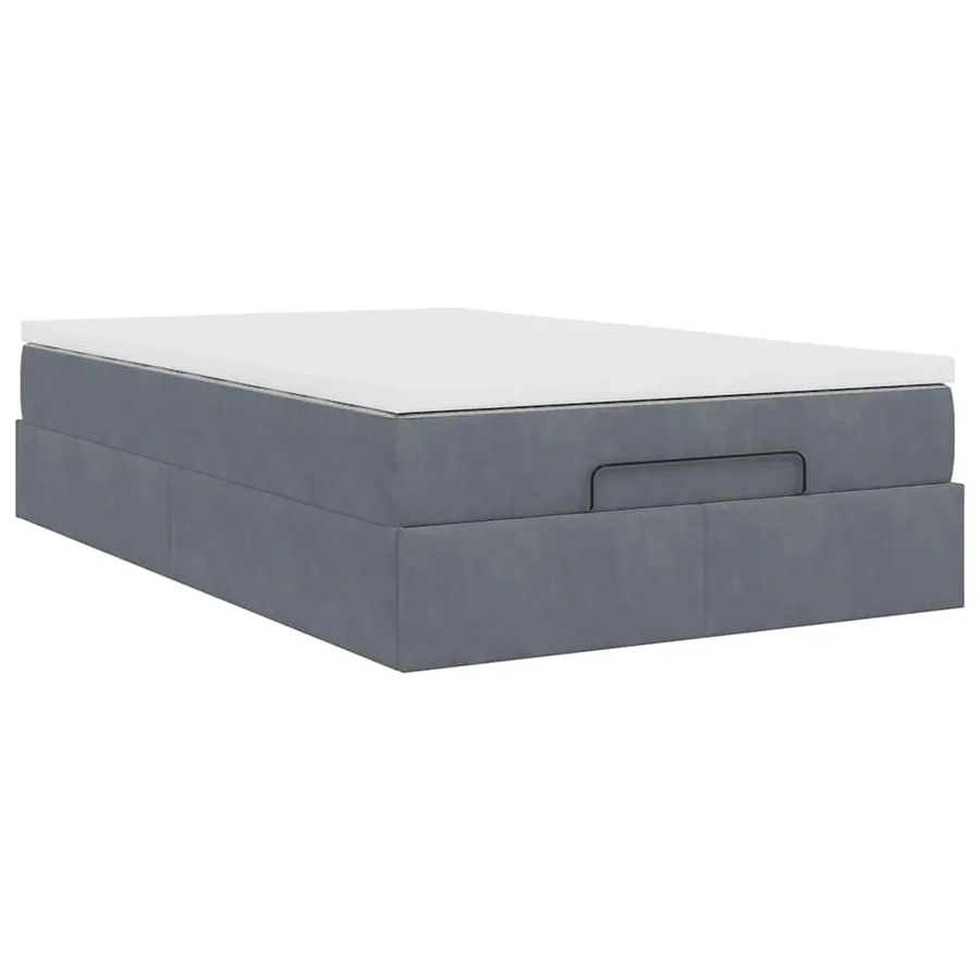 Cadre de lit ottoman et matelas gris foncé 120x200 cm velours - 9