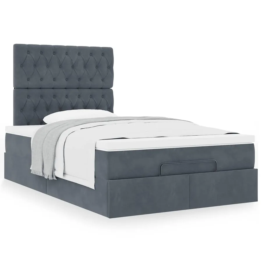 Cadre de lit ottoman et matelas gris foncé 120x200 cm velours - 5