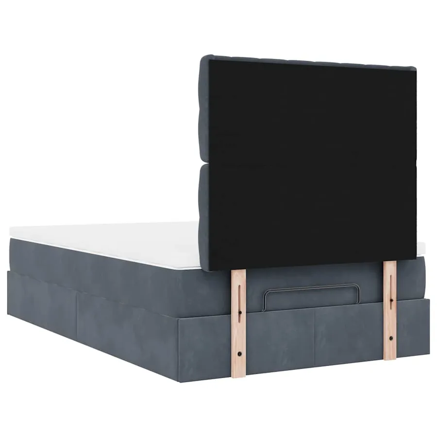 Cadre de lit ottoman et matelas gris foncé 120x200 cm velours - 9