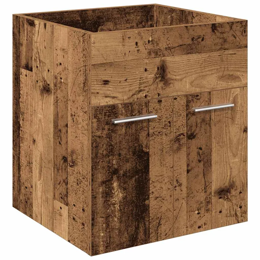 Meuble lavabo avec bassin et robinet intégrés vieux bois - 4