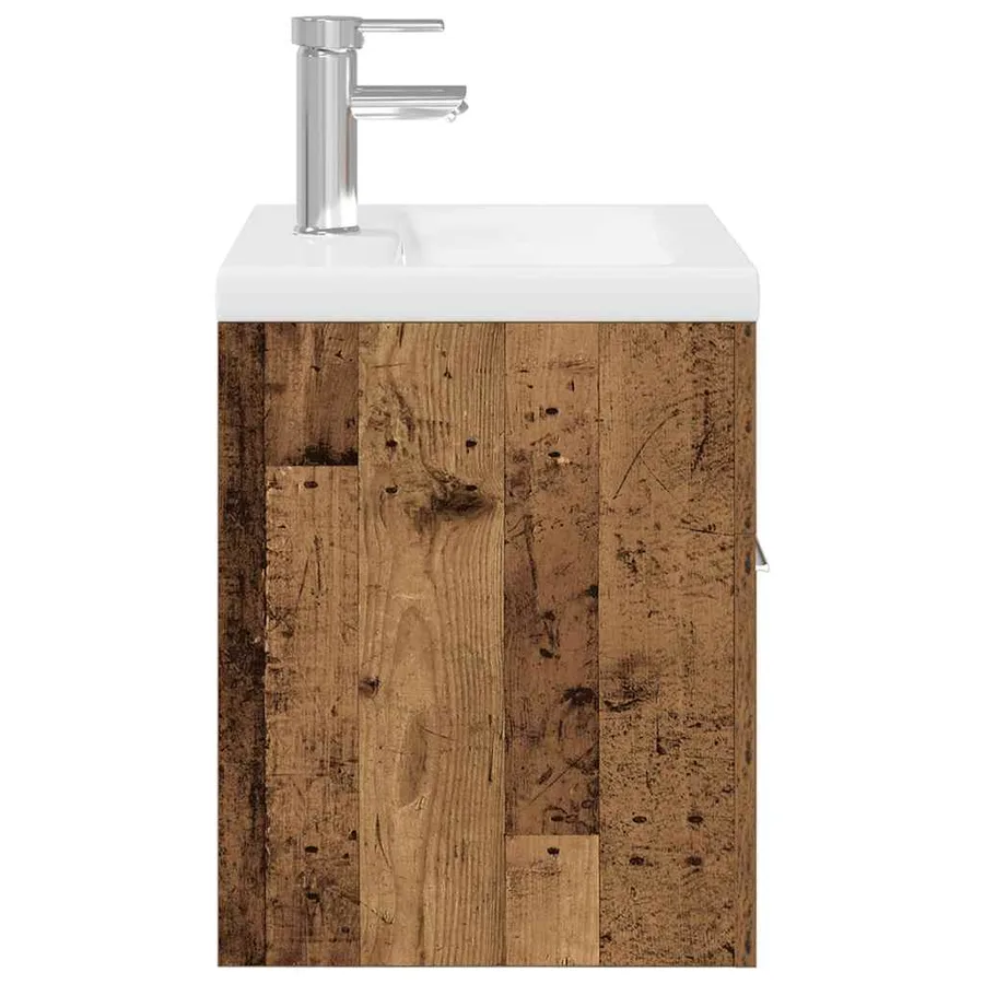 Meuble lavabo avec bassin et robinet intégrés vieux bois - 7