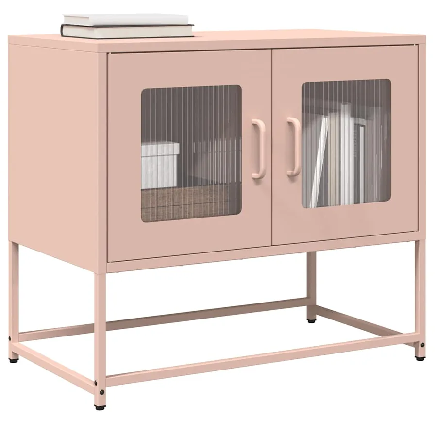 Meuble TV rose 68x39x60,5 cm acier laminé à froid