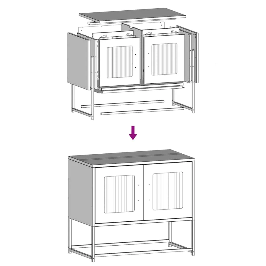 Meuble TV rose 68x39x60,5 cm acier laminé à froid - 11