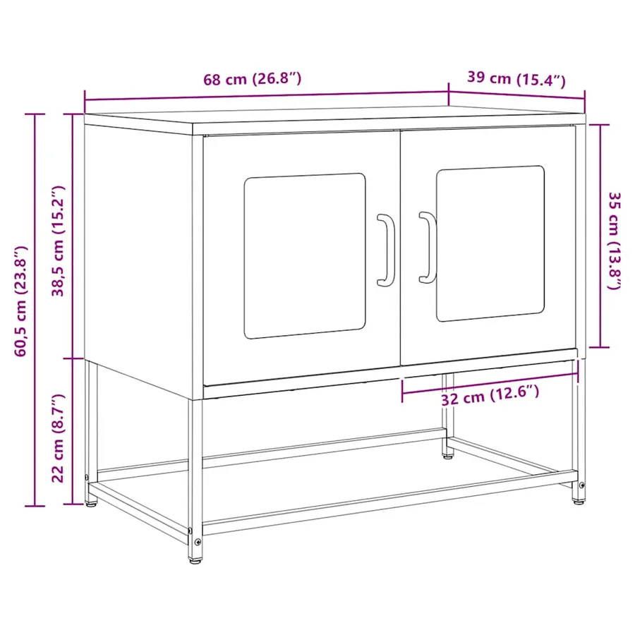 Meuble TV rose 68x39x60,5 cm acier laminé à froid - 13