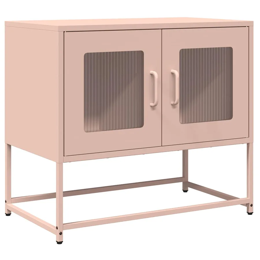 Meuble TV rose 68x39x60,5 cm acier laminé à froid - 2