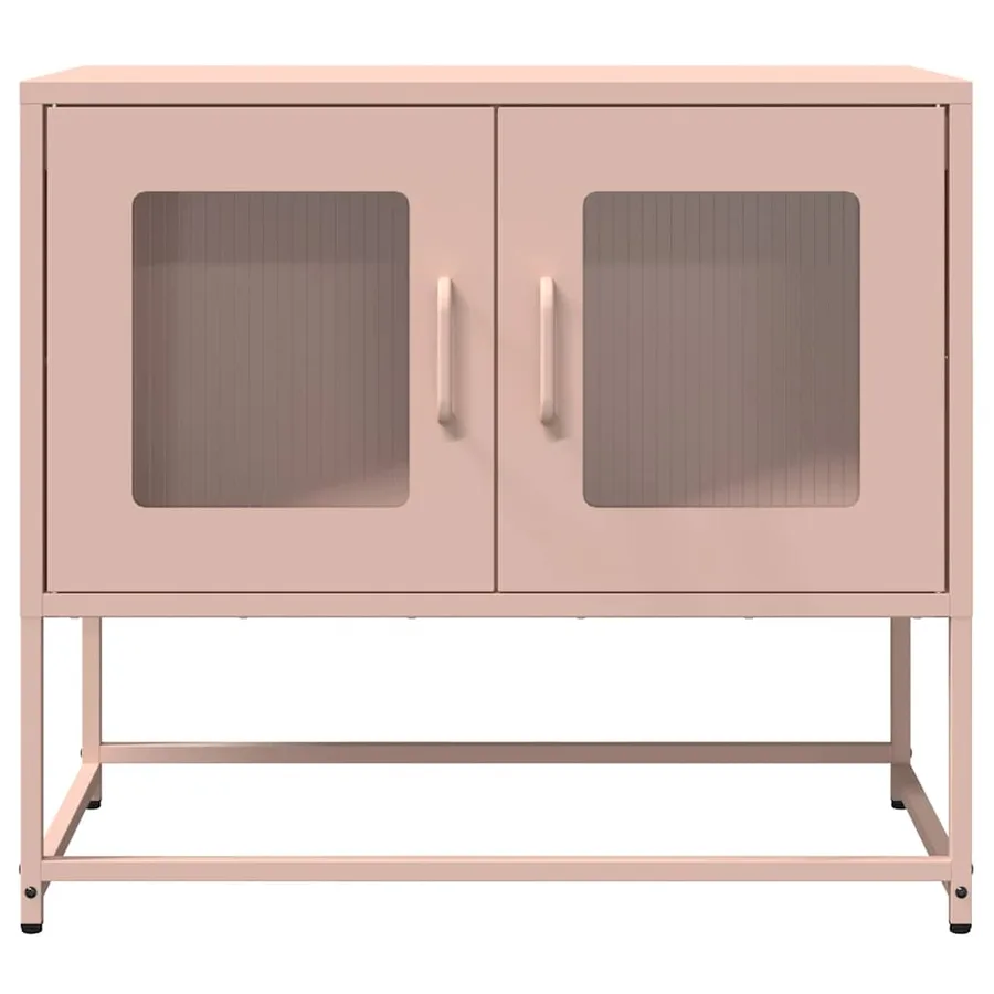 Meuble TV rose 68x39x60,5 cm acier laminé à froid - 6