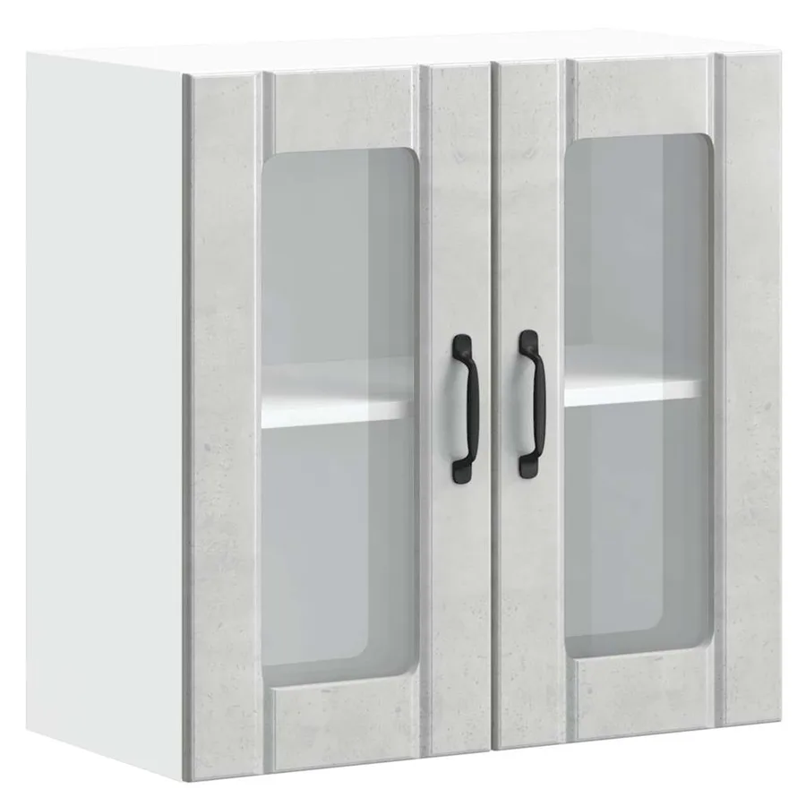 Armoire murale de cuisine avec porte en verre Lucca gris béton - 2