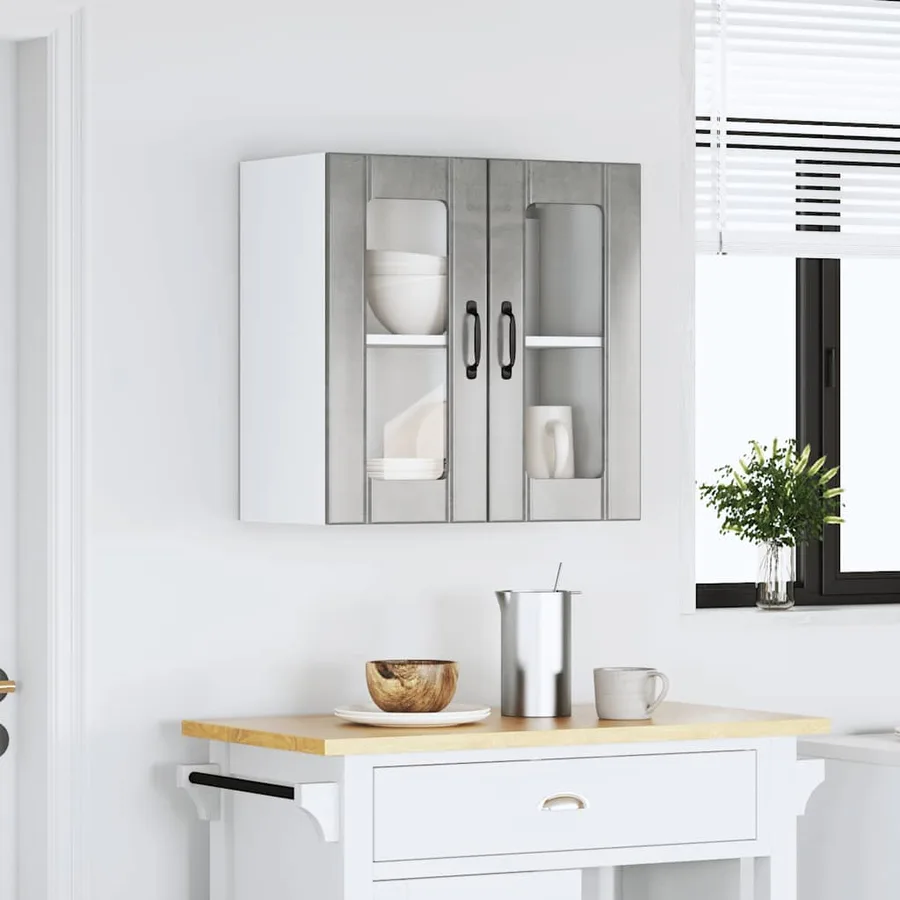 Armoire murale de cuisine avec porte en verre Lucca gris béton - 3