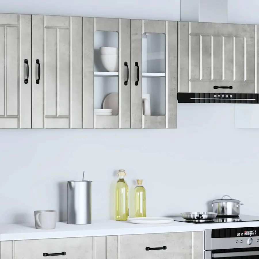 Armoire murale de cuisine avec porte en verre Lucca gris béton - 4