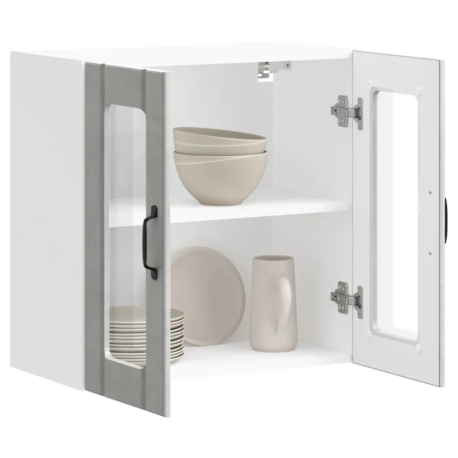 Armoire murale de cuisine avec porte en verre Lucca gris béton - 5