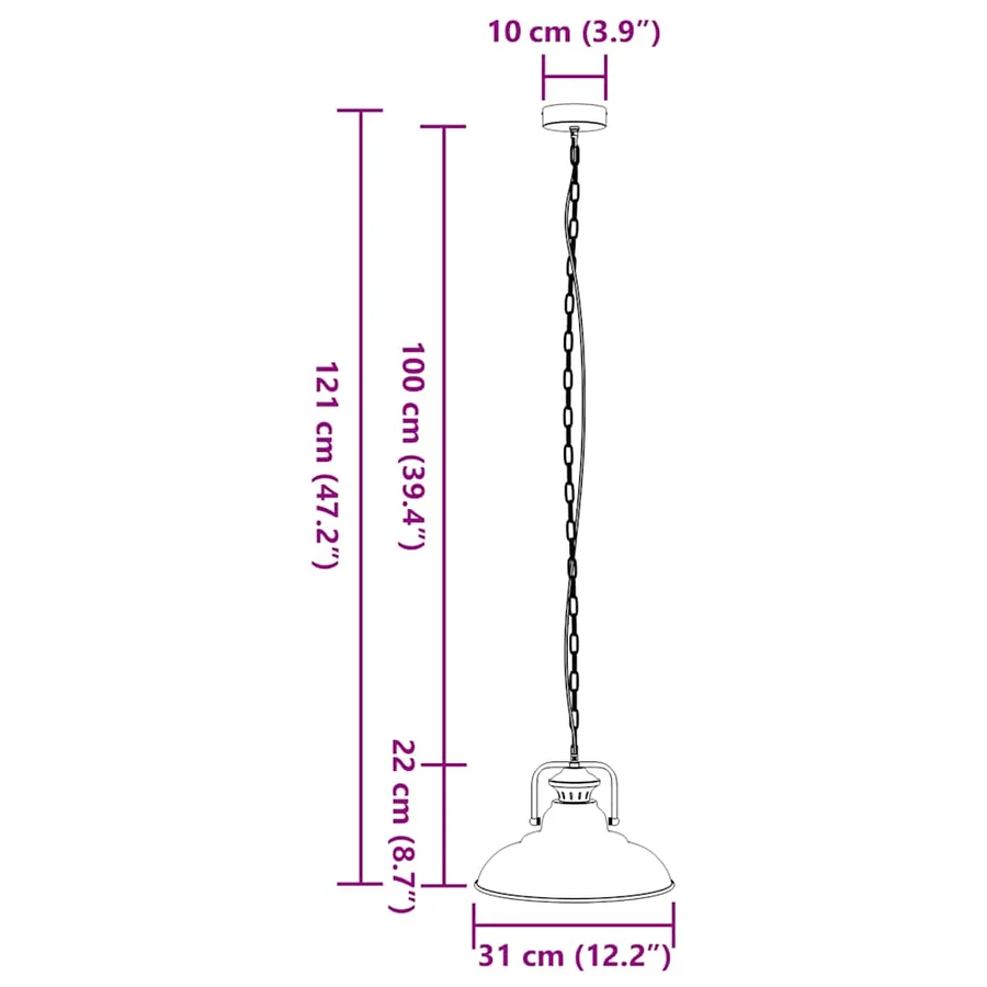 Lampe suspendue E27 noir Ø 31 cm fer - 11