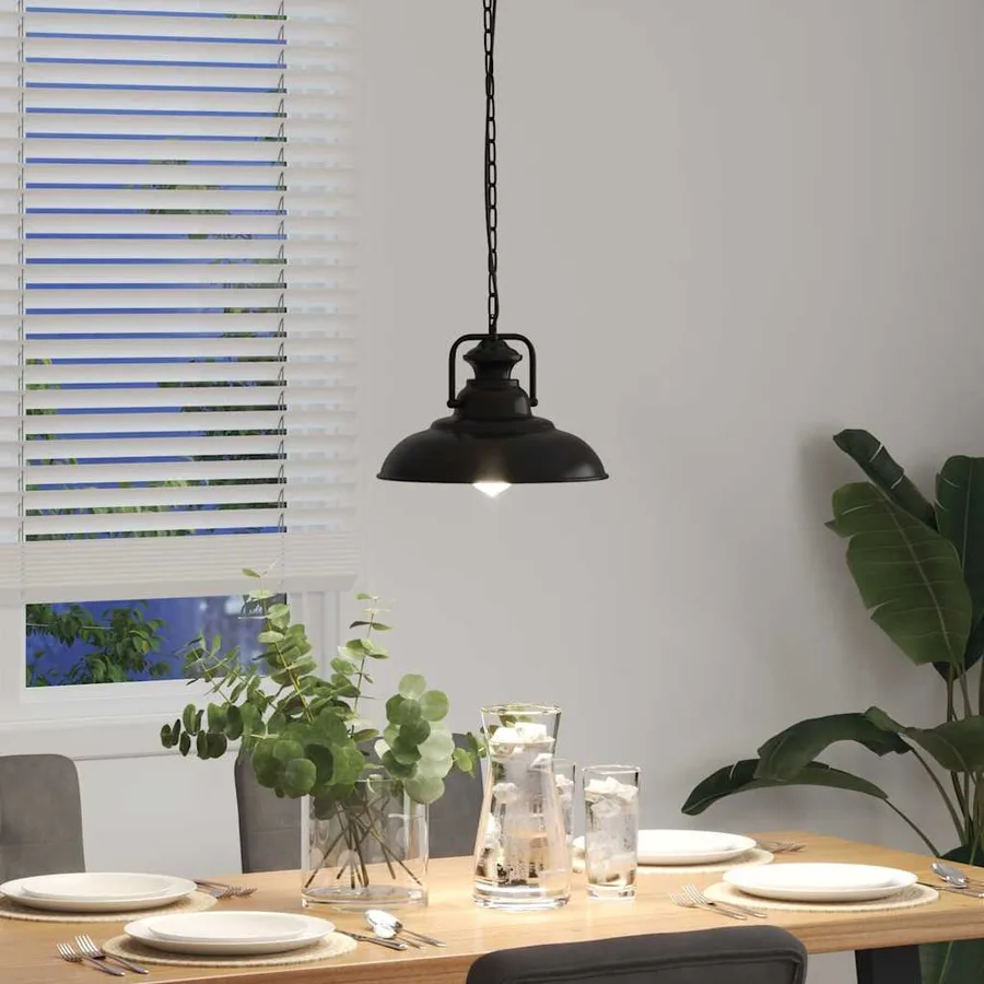 Lampe suspendue E27 noir Ø 31 cm fer - 4