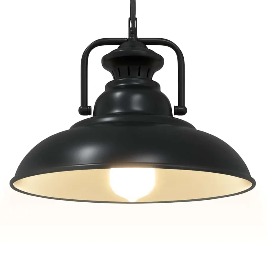 Lampe suspendue E27 noir Ø 31 cm fer - 5