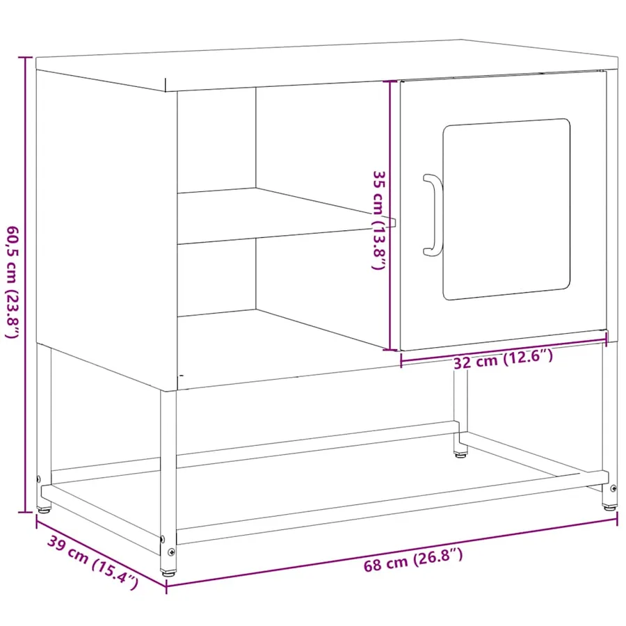 Meuble TV vert olive 68x39x60,5 cm acier - 14
