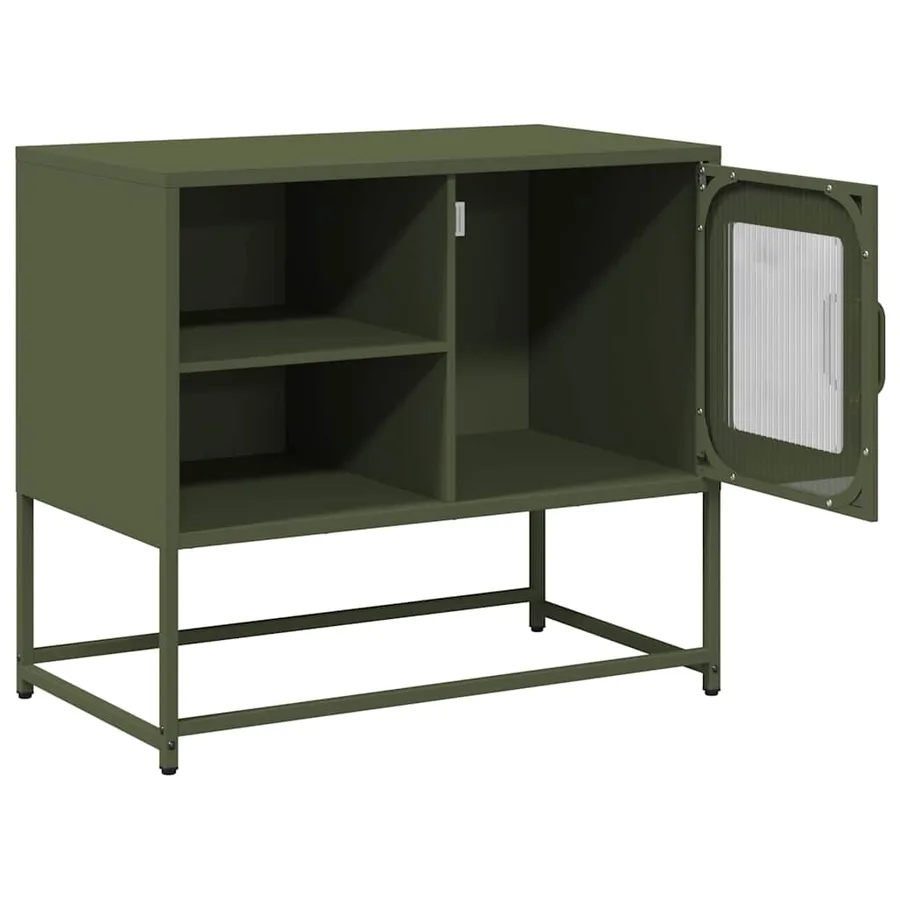 Meuble TV vert olive 68x39x60,5 cm acier - 6