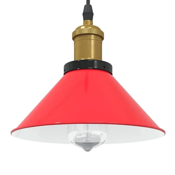 Lampe suspendue réglable hauteur E27 rouge brillant Ø22cm métal