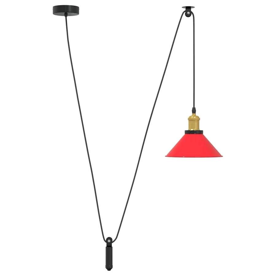 Lampe suspendue réglable hauteur E27 rouge brillant Ø22cm métal - 2