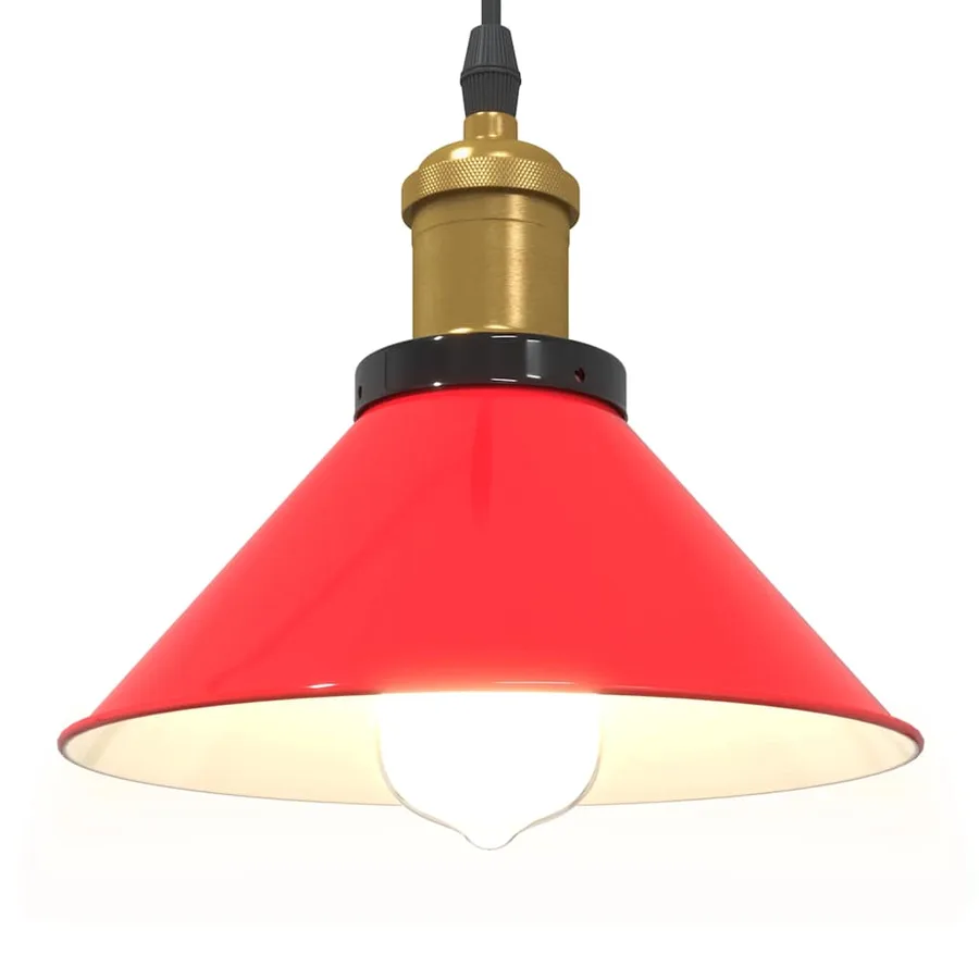 Lampe suspendue réglable hauteur E27 rouge brillant Ø22cm métal - 5