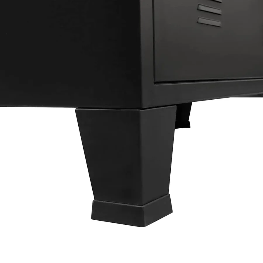 Commode à tiroirs Métal Style Industriel 78x40x93 cm Noir - 10