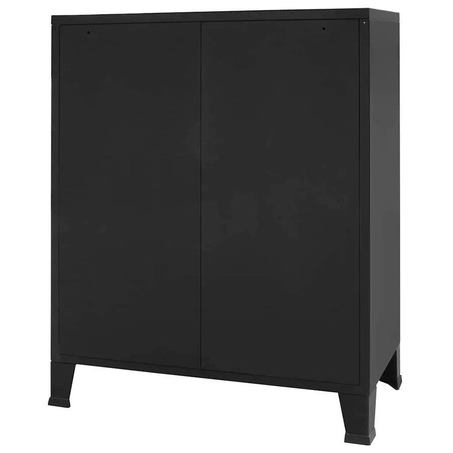Commode à tiroirs Métal Style Industriel 78x40x93 cm Noir - 6