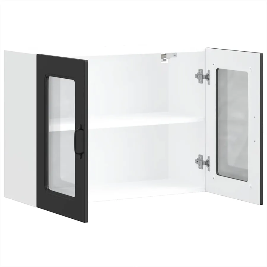 Armoire murale de cuisine avec porte en verre Kalmar noir - 7