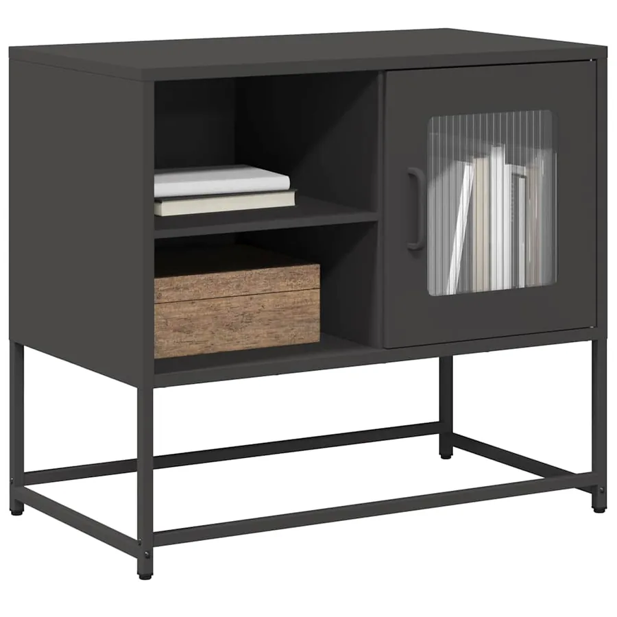 Meuble TV noir 68x39x60,5 cm acier
