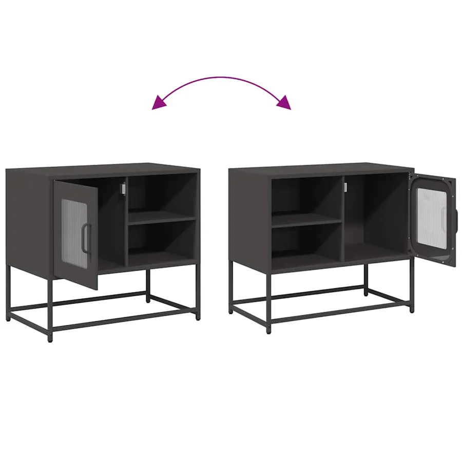 Meuble TV noir 68x39x60,5 cm acier - 10