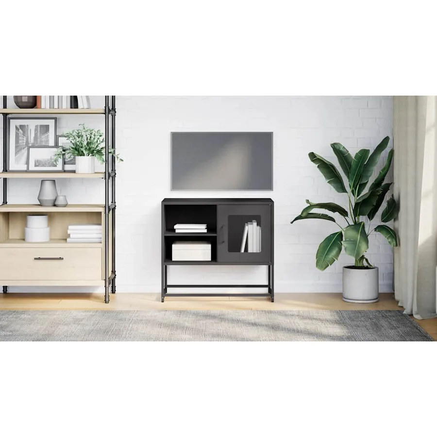 Meuble TV noir 68x39x60,5 cm acier - 3