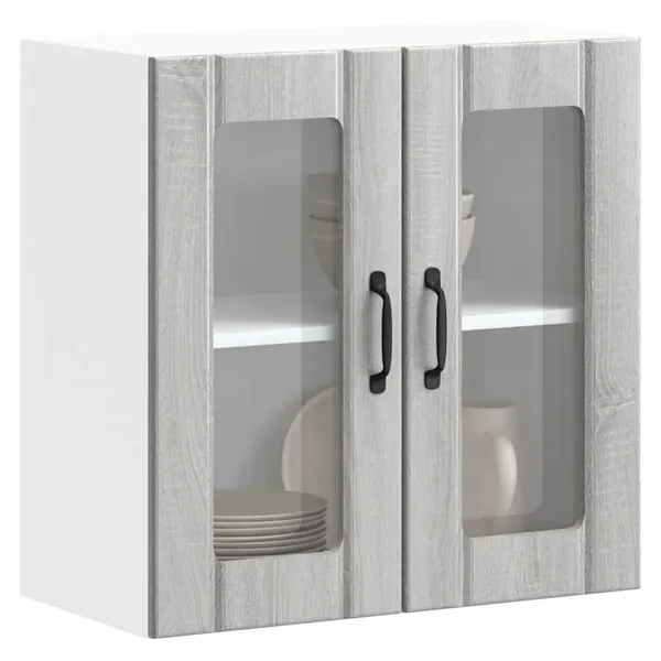 Armoire murale de cuisine et porte en verre Lucca sonoma gris