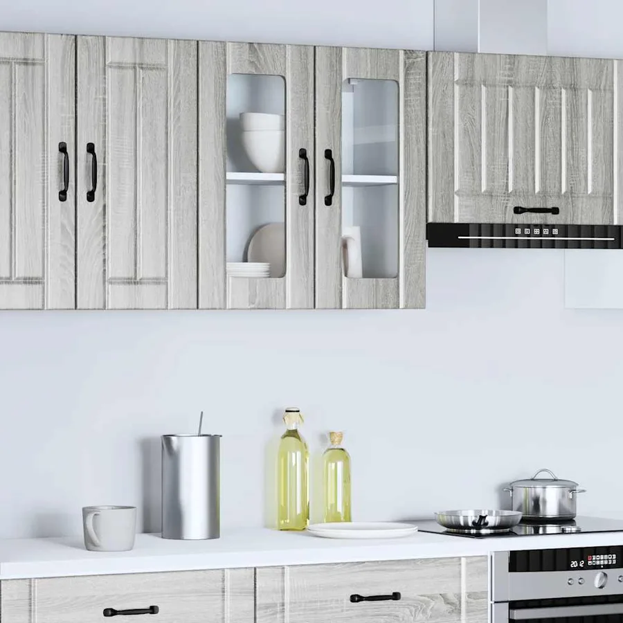 Armoire murale de cuisine et porte en verre Lucca sonoma gris - 4