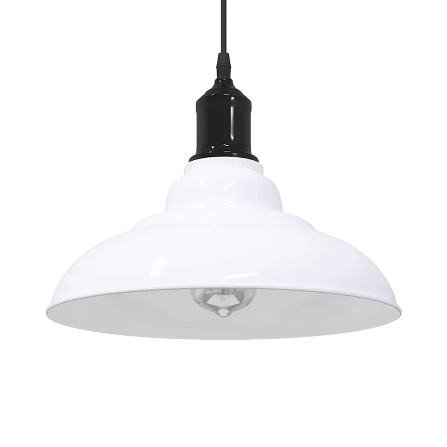 Lampe suspendue réglable hauteur E27 blanc brillant Ø31cm métal