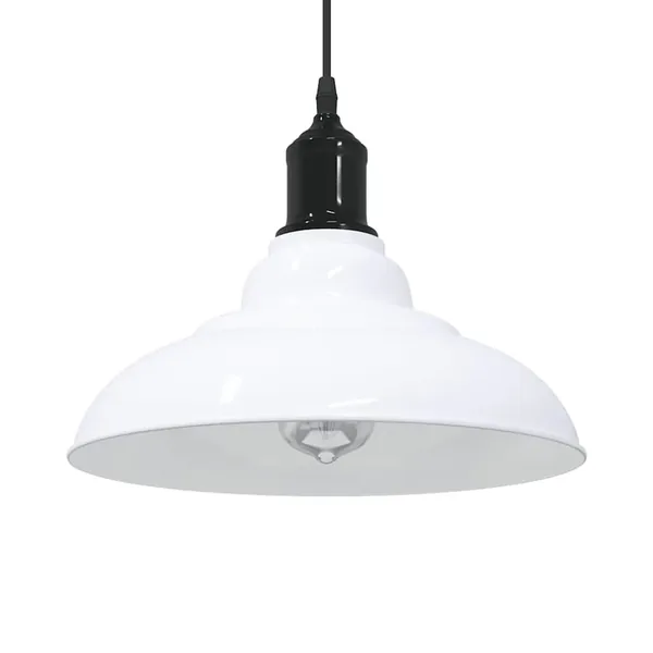Lampe suspendue réglable hauteur E27 blanc brillant Ø31cm métal