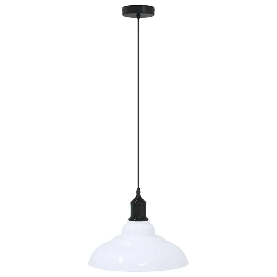 Lampe suspendue réglable hauteur E27 blanc brillant Ø31cm métal - 2