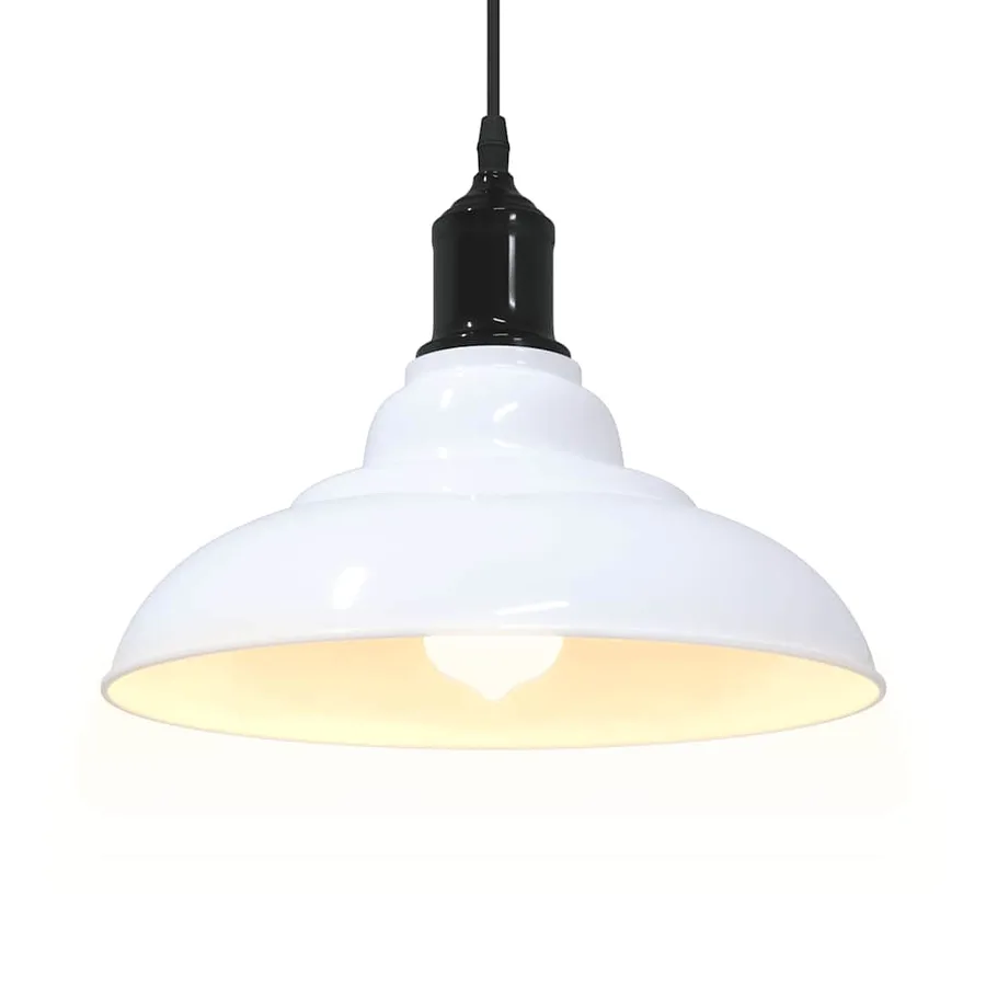 Lampe suspendue réglable hauteur E27 blanc brillant Ø31cm métal - 5