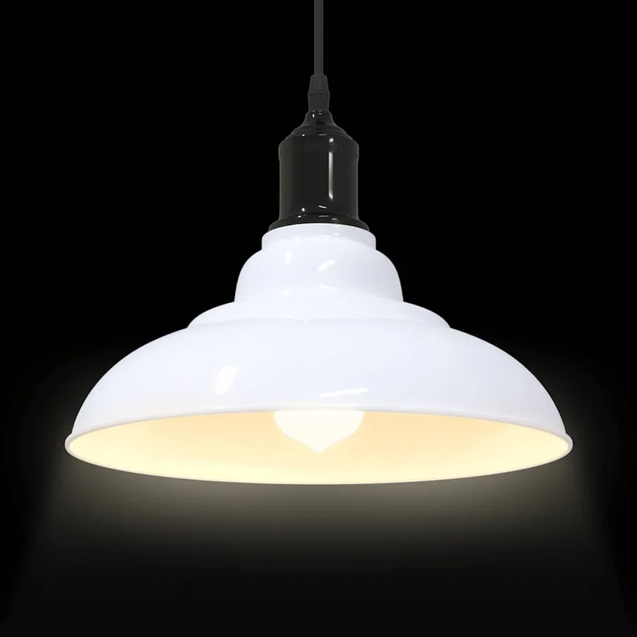 Lampe suspendue réglable hauteur E27 blanc brillant Ø31cm métal - 6