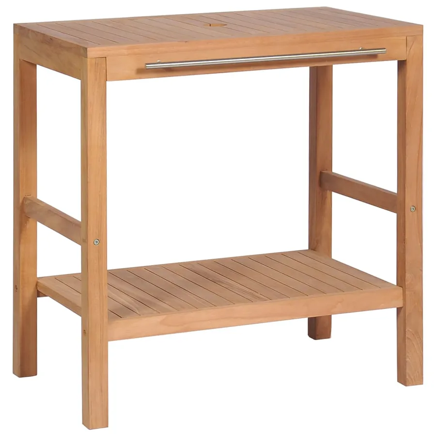 Meuble-lavabo de salle de bains Teck massif 74x45x75 cm - 2