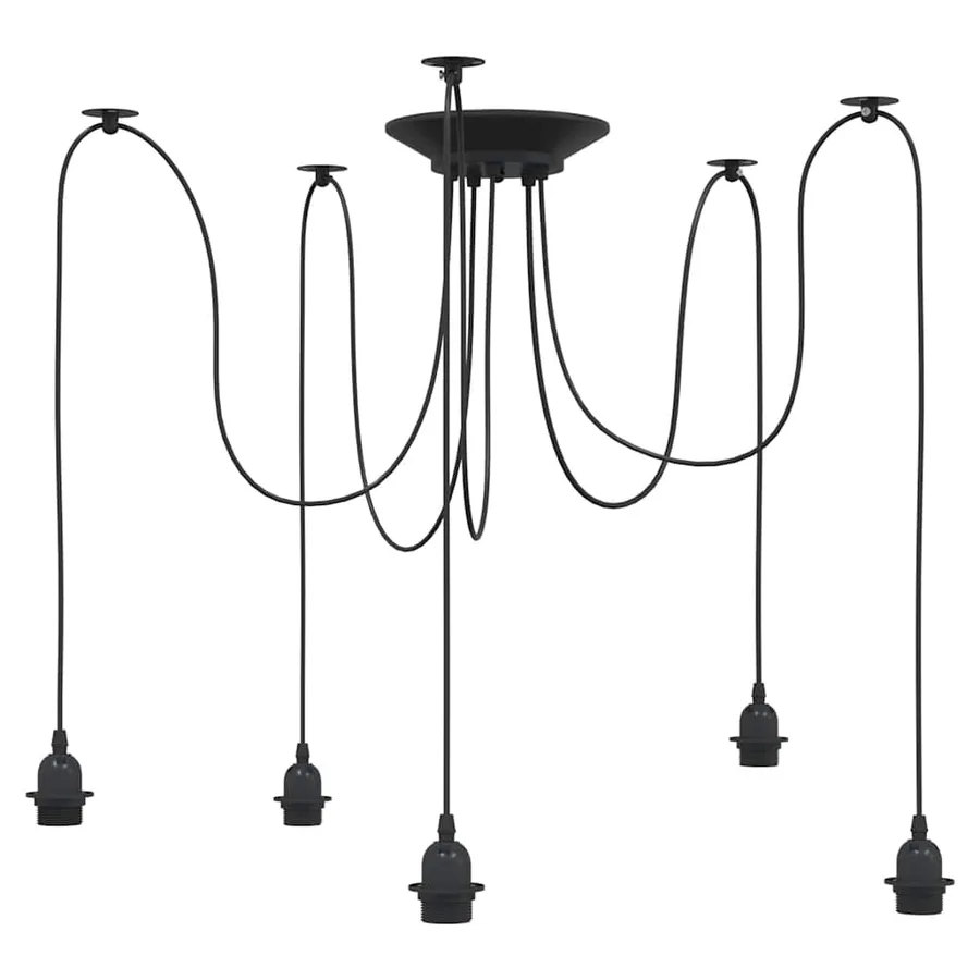 Lampe suspendue avec 5 porte-lampes E27 noir métal - 2