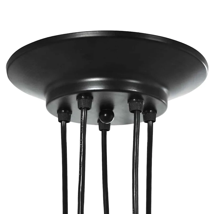 Lampe suspendue avec 5 porte-lampes E27 noir métal - 8