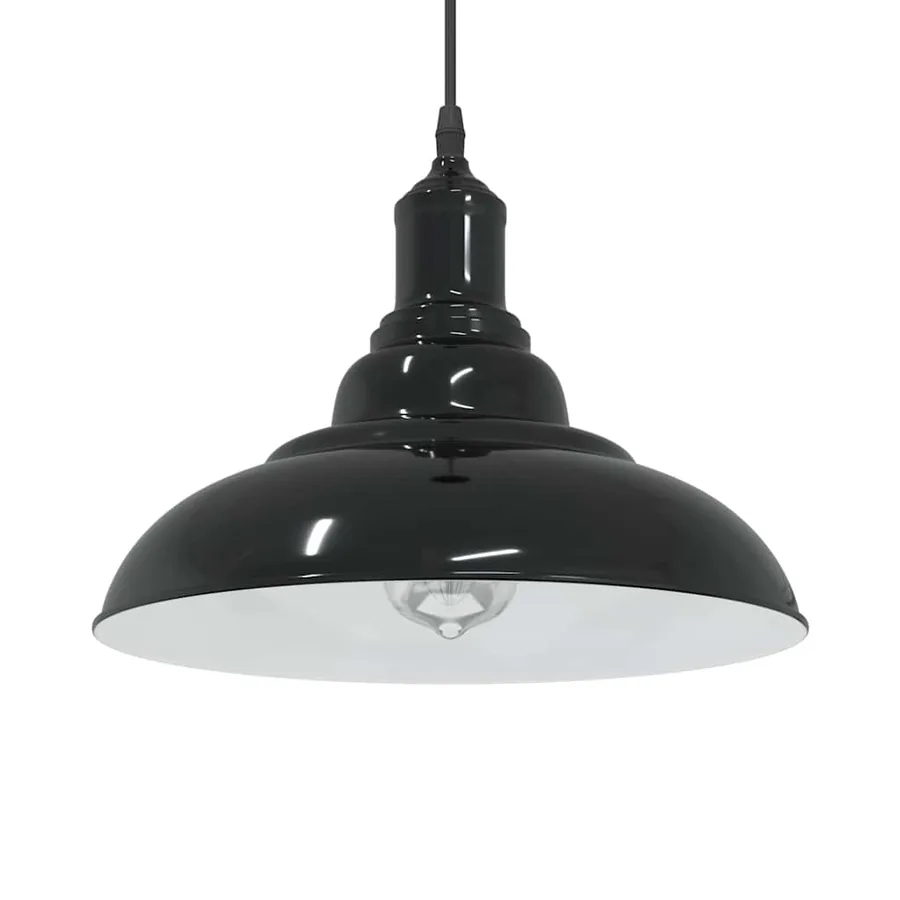 Lampe suspendue réglable hauteur E27 noir brillant Ø 31cm métal